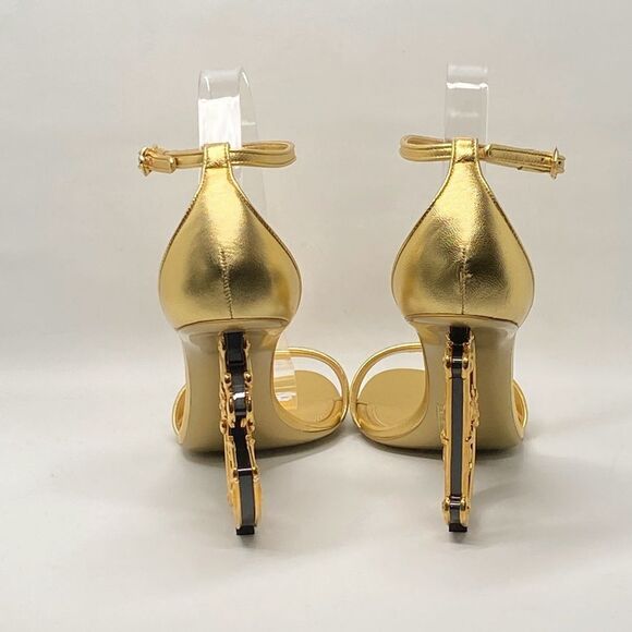 DOLCE&GABBANA Sculpted-Heel Metallic Leather Sandals size 41 - Picture 7 of 14